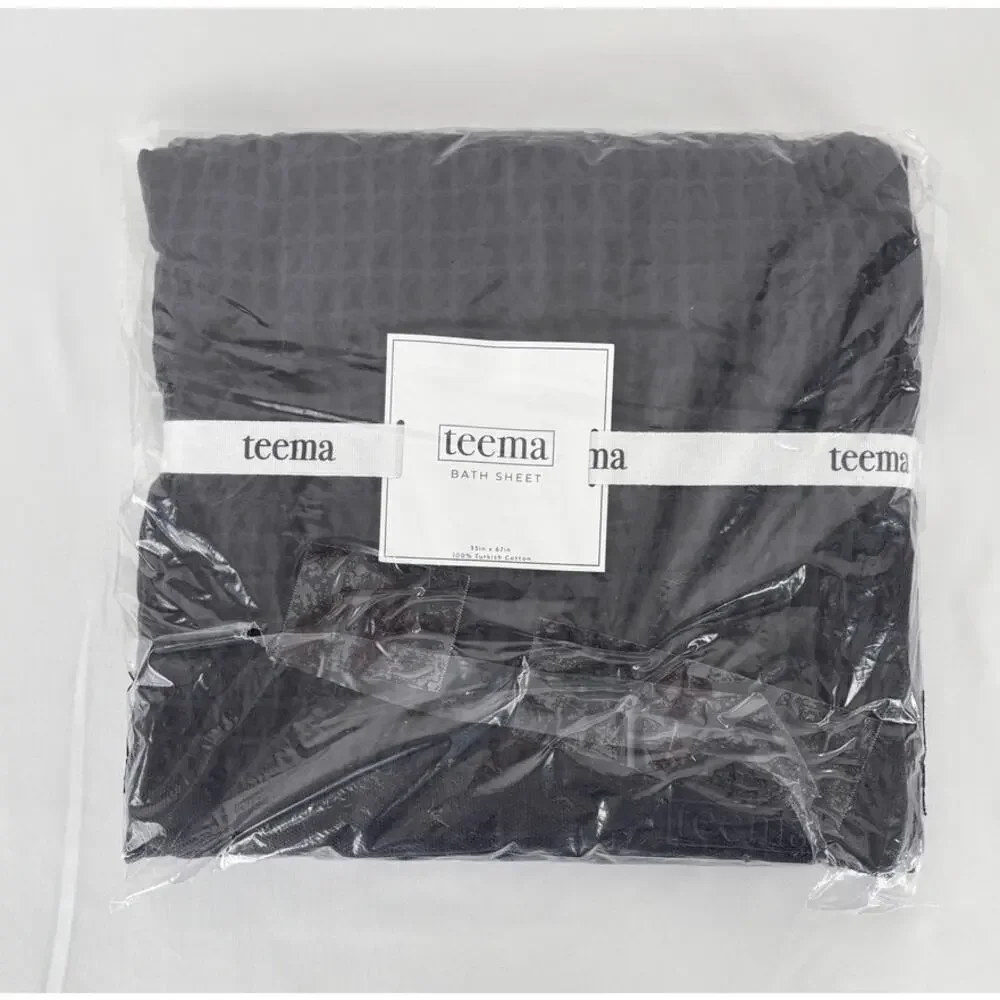 Teema Turkish Cotton Waffle Bath Sheet Towel Charcoal 35